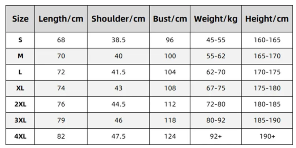Joola Table Tennis Shirt Size Chart