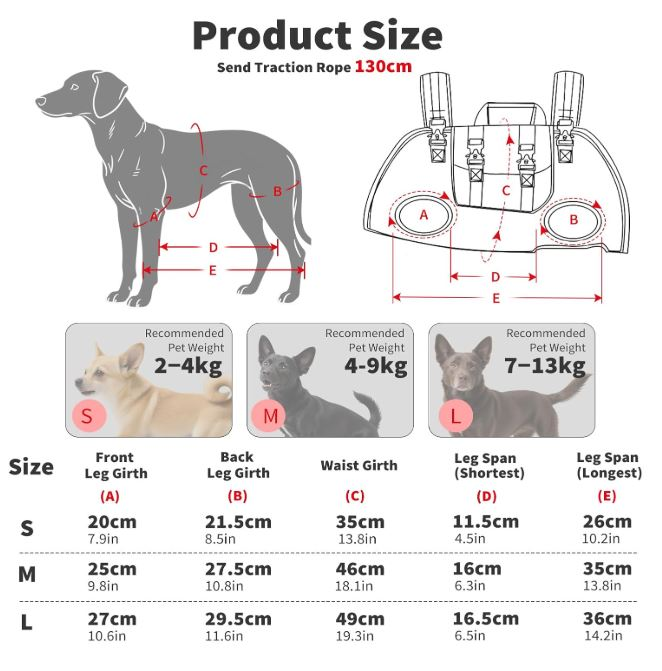 Product size chart